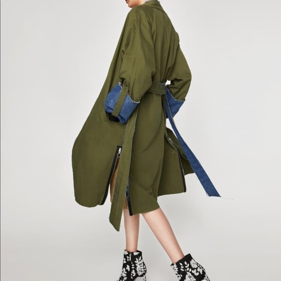 Last drop❗️Zara green jeans long coat - Picture 2 of 8